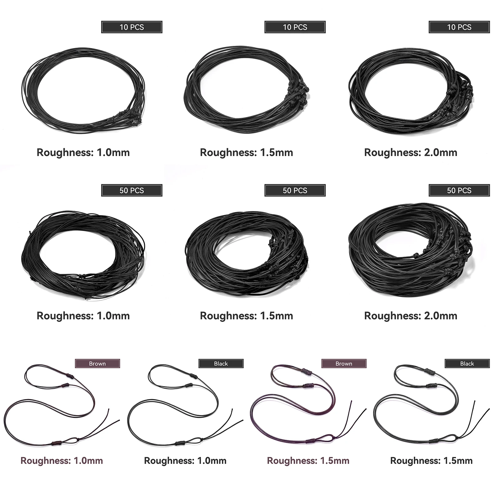 Jewelry Making Knots - 1/10/50 szt. Regulowany naszyjnik choker 1/1.5/2mm