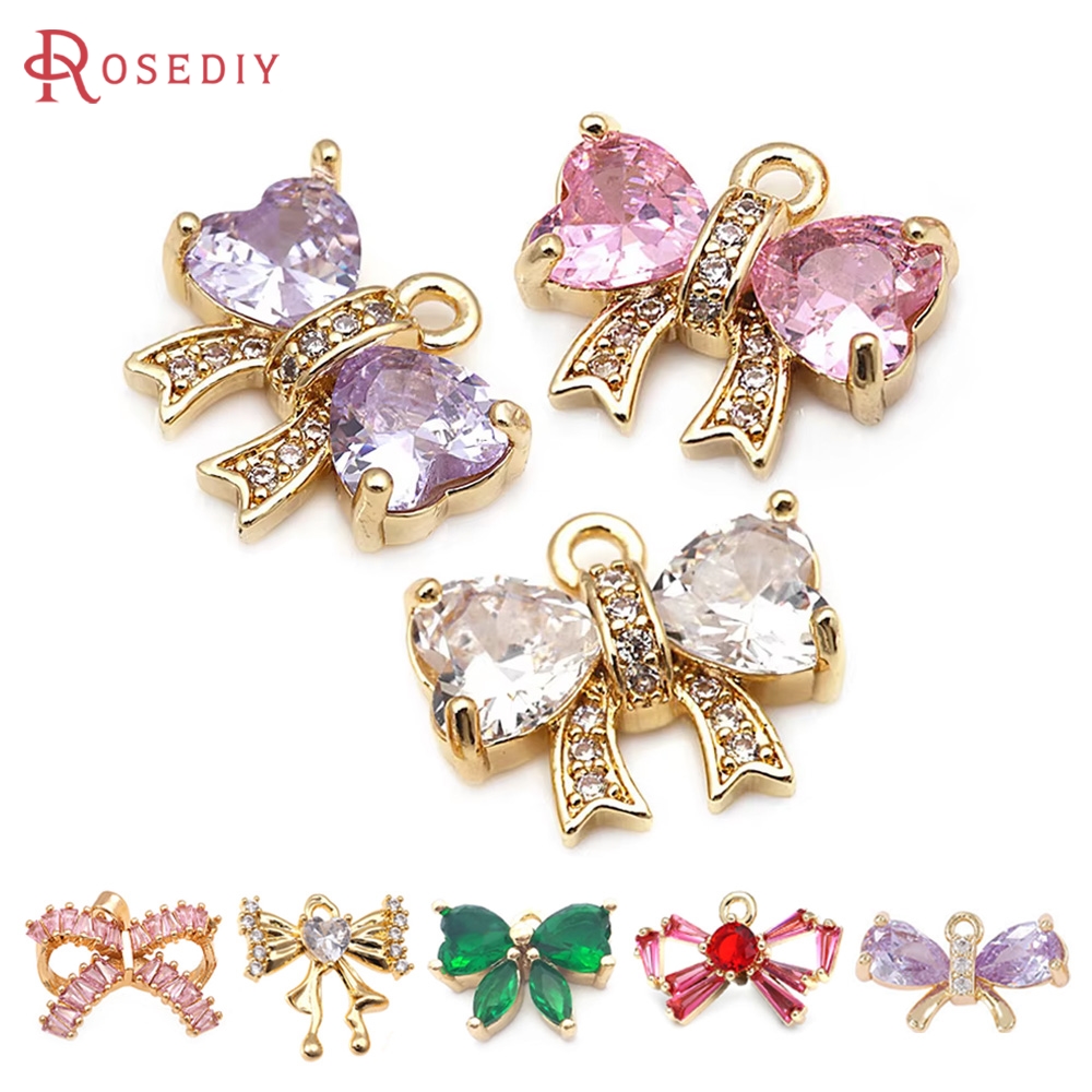 Jewelry Making Knots - Złote (18K) mosiężne zawieszki z cyrkoniami
