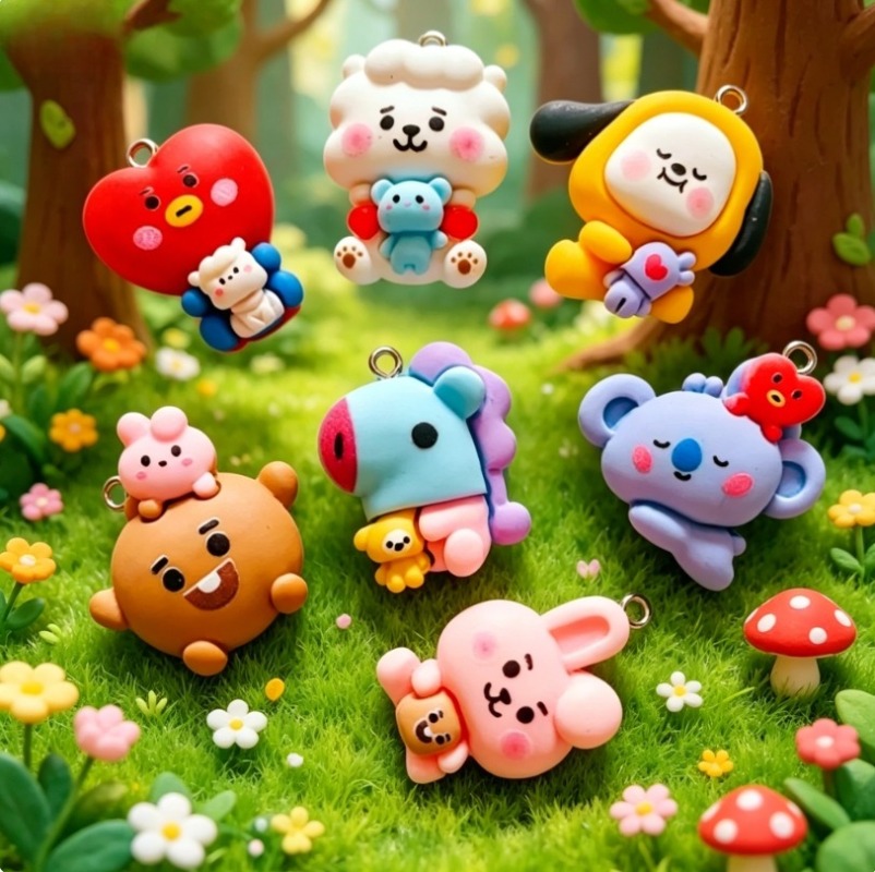 7 szt. BT21 Żywiczne Charmsy z – Jewelry Making Charms recenzja i cena